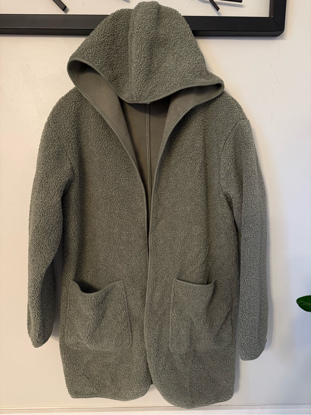 Joie Women’s Olive Green Hooded Sherpa Sweater Jacket